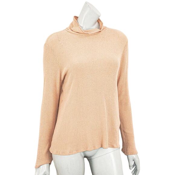 REFORMATION Women's Turtleneck Ribbed Pullover in Peach Large - Picture 1 of 8